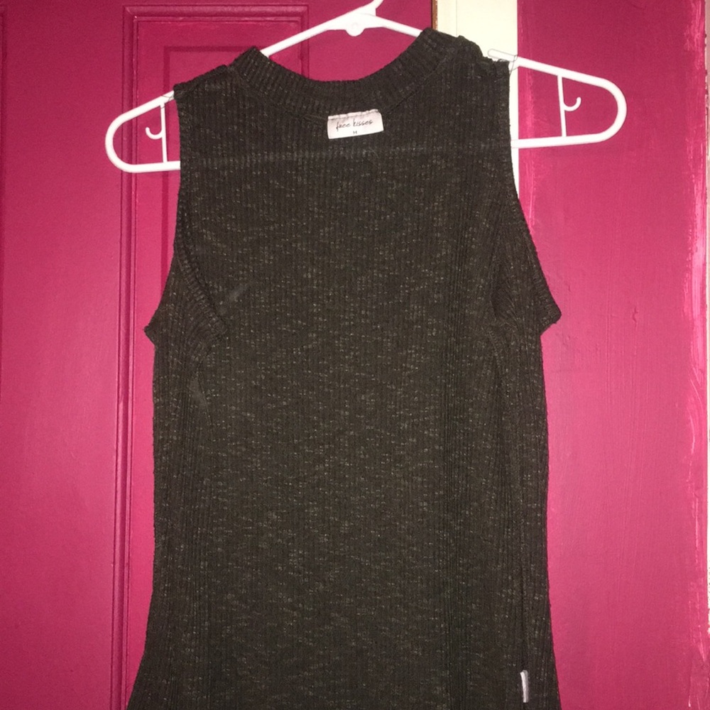 Green missing shoulders shirt